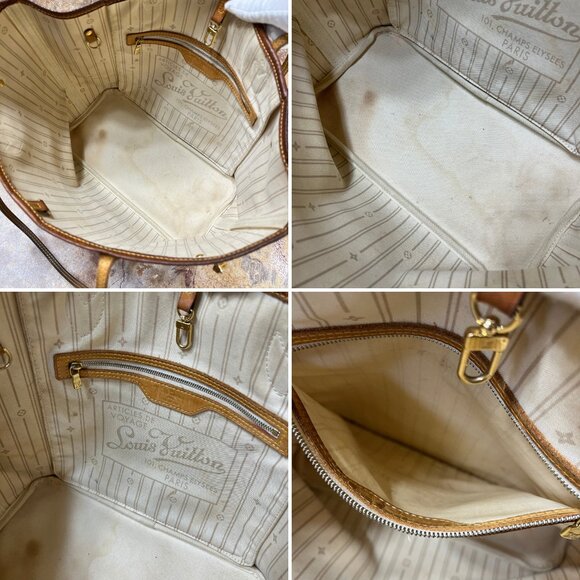 Louis Vuitton Neverfull MM Shoulder Bag Damier Azur Tote Bag w/ Dust Bag - Picture 10 of 13